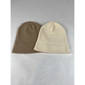 Set Of 2, D*Green Kids Beanie, One Size Fits Most, Tan And Kaki